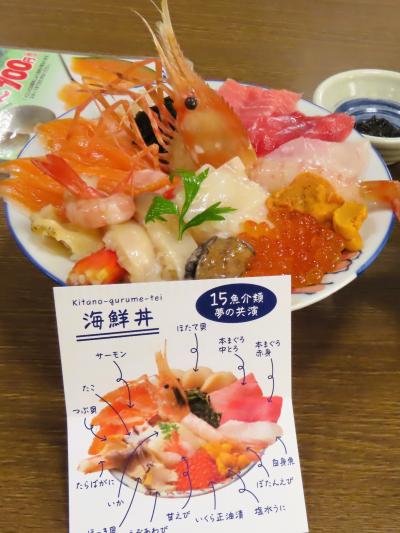 札幌爽秋-9 北のグルメ亭 海鮮丼=15魚介類/共演 ☆札幌市中央卸売/場外市場‐札幌駅-送迎