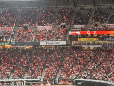 横浜DeNAベイスターズの応援で広島へ。⑪横浜DeNAベイスターズvs広島東洋カープ　真っ赤の中でブルーのベイスターズ勝利！