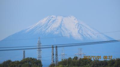 積雪した富士山