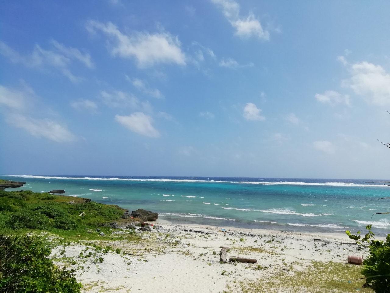 この海況では遊泳禁止やな 仲本海岸 たわわに実っていた島バナナとトランポリン 西表石垣国立公園黒島園地 19年７月八重山 黒島８泊９日７ 西表島 沖縄県 の旅行記 ブログ By かめさん フォートラベル
