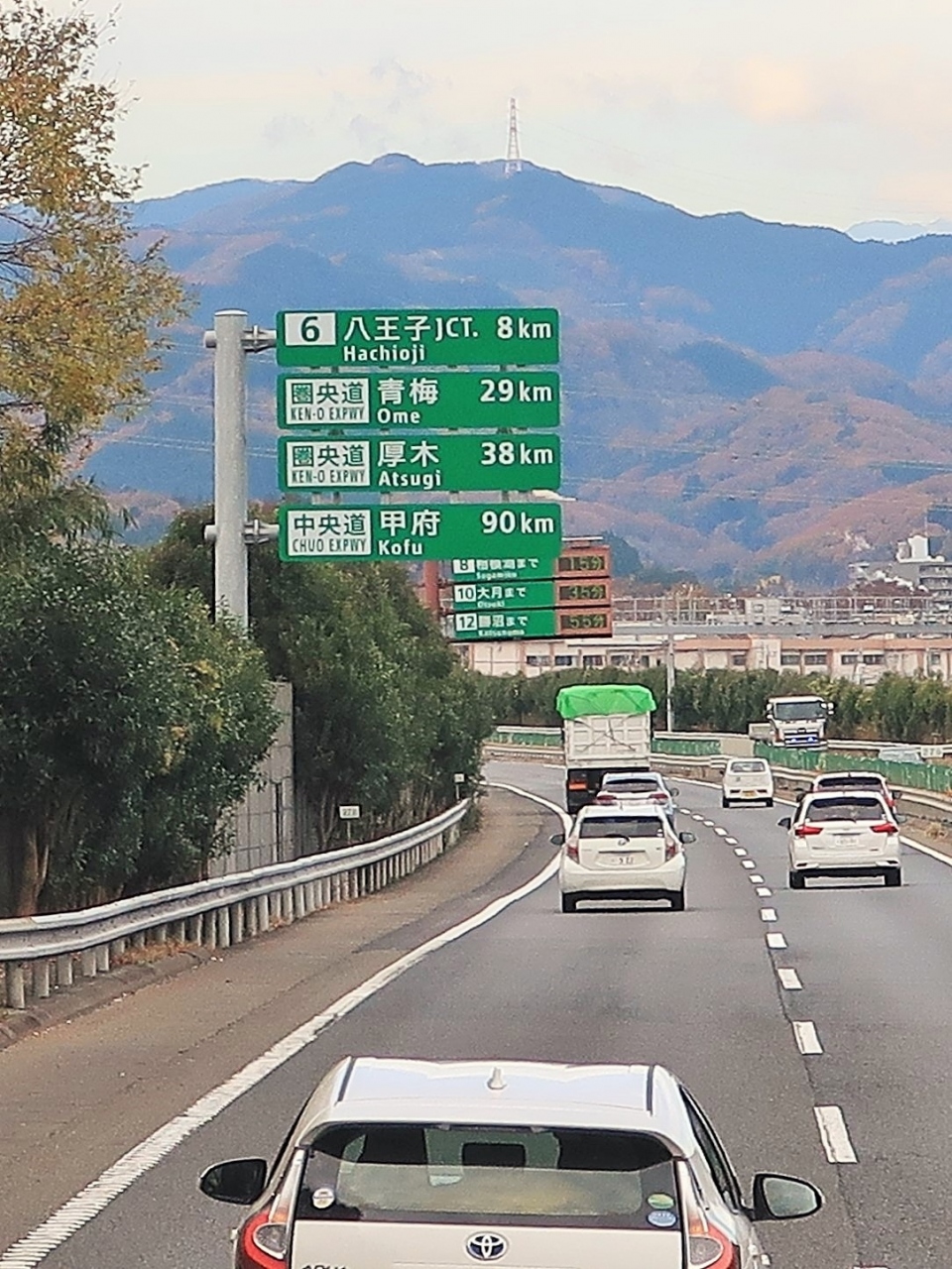 新習志野IC⇒一宮御坂IC 東関道-首都高-中央道を走行 ☆千葉交通 バス2列 前窓風景