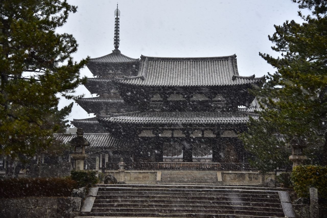 大和の国の古寺巡礼１ めったに見れない雪の法隆寺です 斑鳩 法隆寺周辺 奈良県 の旅行記 ブログ By 風輪坊さん フォートラベル