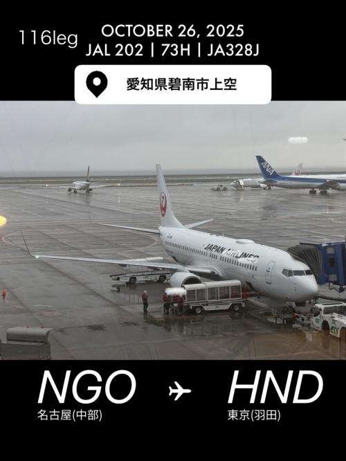 116 JAL202 中部→羽田<br />いつもの200便が202便に。<br />日本一静かな初便フライトでした。