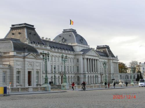 王宮とブリュッセル公園が向かい合っています。そこをバスなど車両が走ります。<br /><br />