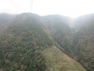 標高916mの山頂駅へ向かいます。
雲辺寺山（標高927ｍ）は讃岐山脈に属していて、徳島県三好市と香川県観音寺市にまたがっています。
雲海でも有名で、少しガスっています。