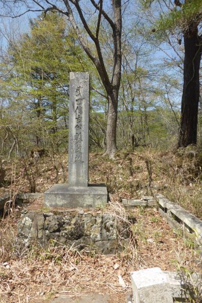 登り始めてから30分。続日本100名城の第128城、要害山城です。
武田信玄の父信虎は、戦に備えて身重の妻をここの城に避難させ、ここで信玄が生まれたとのこと。駕籠か何かを用いたとしてもよくもこの急坂を登ったものです。
12時30分。持参したパンと飲み物で昼食を摂ります。