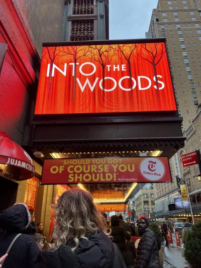 マチネはミュージカルINTO THE WOODS<br />シンデレラ、白雪姫、赤ずきん、ジャックと豆の木、ラプンツェルなどの話を合わせたミュージカルで映画もあります<br />ちょっと前に日本でも上演されていたけどいまいちだったのでここでリベンジ