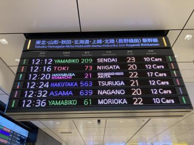 弁当購入後、新幹線入口に向かいます<br />時刻表でも後ろから2番目で、我が家にしてはゆとりがありました！笑