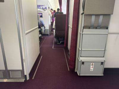 関空～バンコク便は席がいっぱいで無料での事前の席予約ができませんでした。<br />が、当日チェックインの際に、無料で非常口座席にしてあげますとのことになりました。<br /><br />ラッキーなんですが、個人的には非常口座席好きじゃないんですよね…。<br />荷物収納するのめんどくさいですし、ブランケットも離陸後からの使用ということでちょっと寒かった。<br />普通の席の方が個人的は良かったかな。。<br />(チェックインの際に非常口座席断ればよかったのですが、本来有料の席がタダということで、貧乏根性が出てしまいました笑)