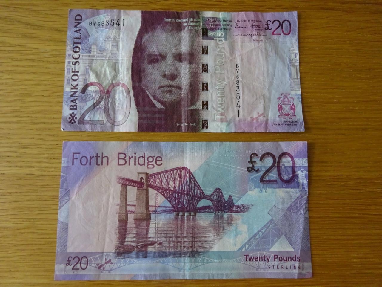 旧紙幣 スコットランド 20ポンド札-