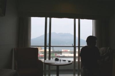 窓から大きな桜島　リーズナブルなホテル