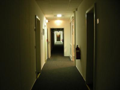 廊下は人が来ると点くタイプで、普段は真っ暗