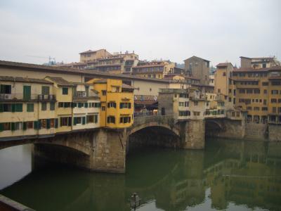 ホテル玄関からみたアルノ川