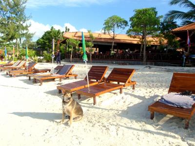 ホテルのレストランとビーチ