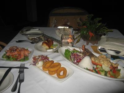 伊勢海老５５Ｆ＄烏賊リングフライ１３Ｆ＄スモークサーモン１７