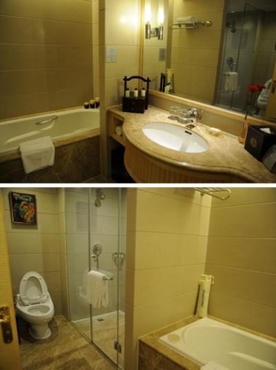 ダブル・デラックスの洗面・浴室部分。ここも設備よし。