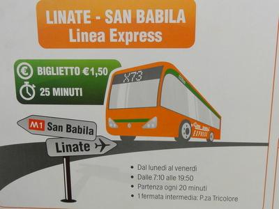 ミラノ市内から空港へは路線バスで（キップはキヨスクで買う）
