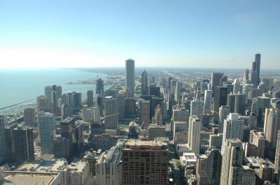 シカゴダウンタウンとレイクミシガン