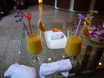 凄く美味しいマンゴージュースのウェルカムドリンク