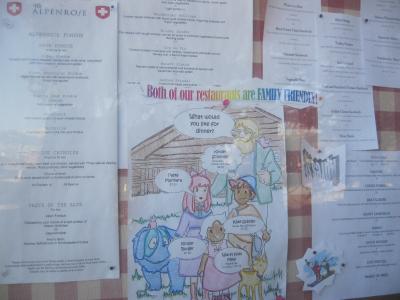 外観に掲載されているホテルのドイツレストランのメニュー