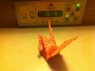 折鶴が置いてあり嬉しくなりました