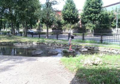 道路にはさまれてるのに別世界