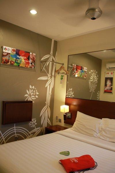 壁の鏡張りが部屋を広く見せる