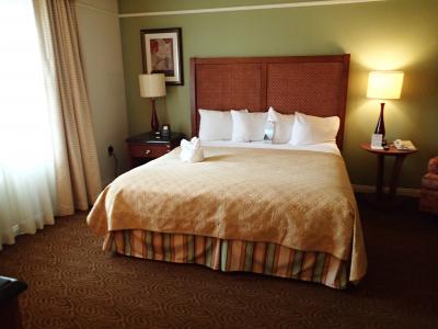 寝室は落ち着いた色合いでちょっと広めです。