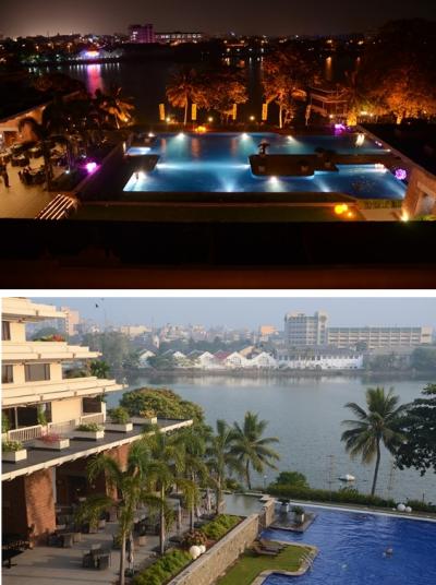 ベイラ湖やプールに面したお部屋にすると、朝夕とも眺望よし