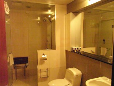 サウナの椅子がシャワー室についています