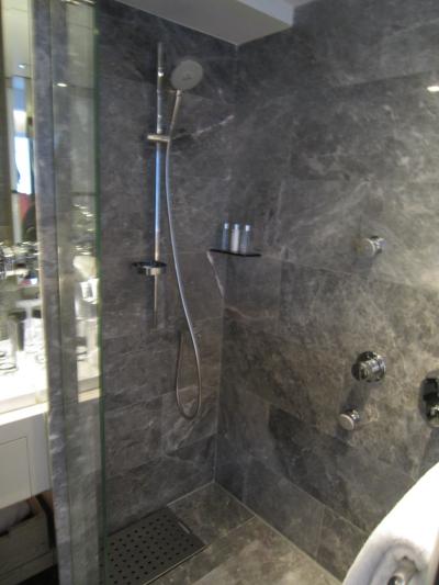 シャワーは３カ所に切替可、切替ると必ず冷水が体にかかる