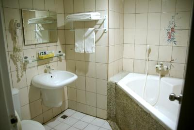 バスルームはとてもきれい。でもいかにも、で、複雑。