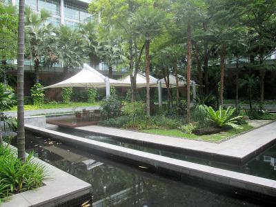 明るい陽射しに包まれるパティオです…暑い！