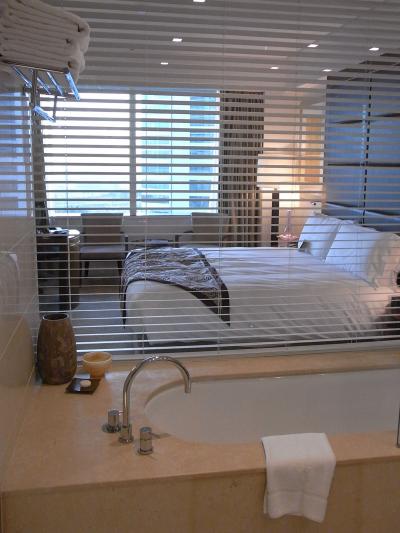 自動カーテンを開けると部屋が広く感じられました