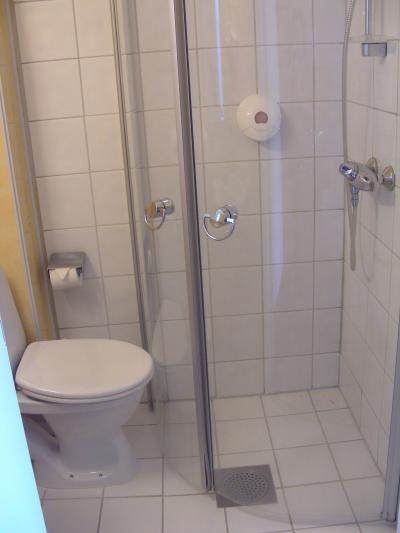 シャワーブースの扉が内側にも開くのでかろうじて使えるトイレ