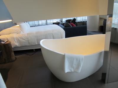 ベッドの隣にバスタブがある！