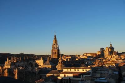 屋上からのトレド朝焼け撮影