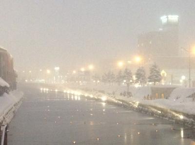 夏とは違う表情の雪の運河