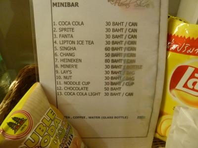 ミニバーのお値段