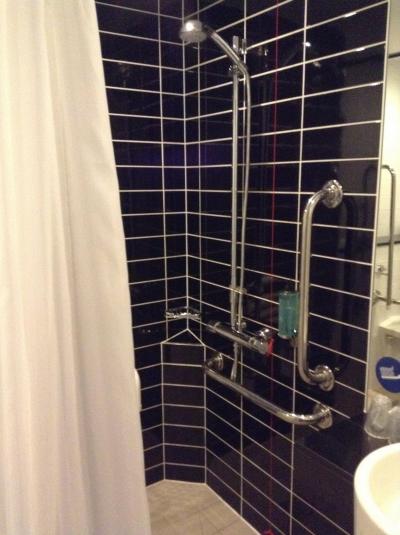 シャワールーム。カーテンだけなのが玉に瑕かな。