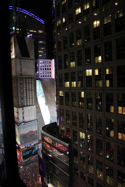 部屋からはわずかにタイムズスクエアが見える