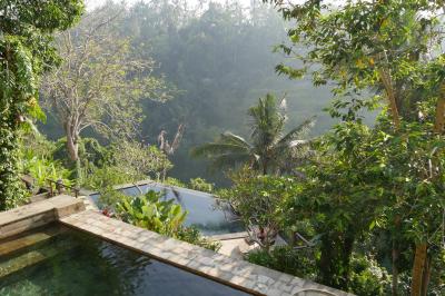 渓谷を望むプールとそれを望むプール