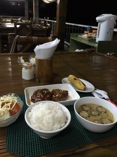 夕食のハンバーグ定食です。