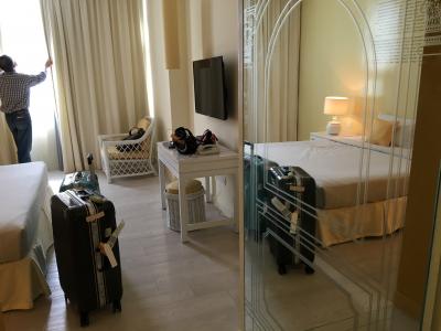 鏡張りの後ろはクローゼット　中にアイロン台入ってました