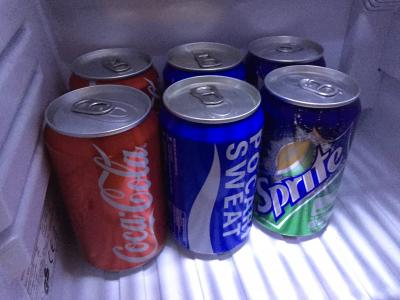 無料のソフトドリンク。毎日補充あり。