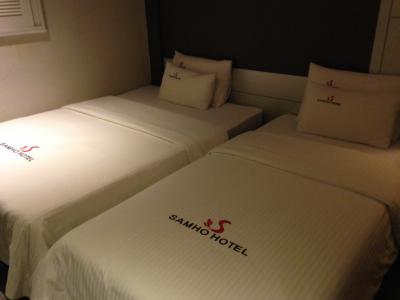 セミダブルの部屋にエキストラベッドを入れた感じのツインでした