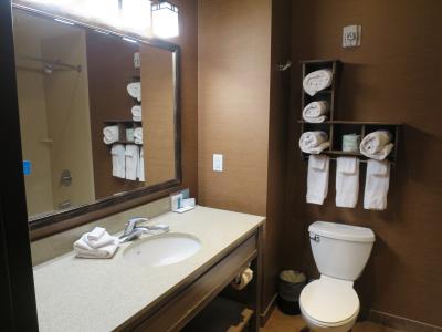 バスルームも快適。タオル類もふんだん