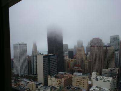 朝は霧のサンフランシスコなのでこういう景色が