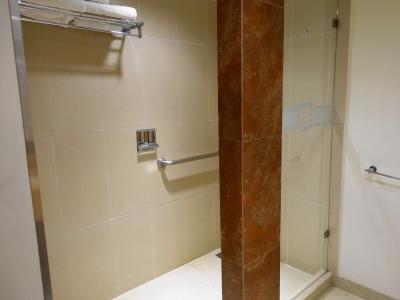 シャワーブース。浴槽を置けるほど広いけれど、バスタブはなし。