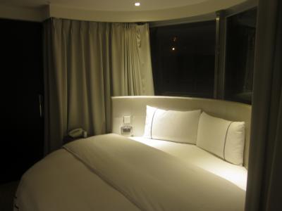 丸いベッド。寝心地は、まあ普通。